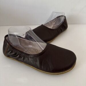 Grounding & Earthing Harmony Dark Brown Leather Barefoot Ballet Flats Size 8 39